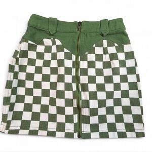 Blue Blush Green Checkered Mini Skirt Y2K Indie Coquette Brandy Style small